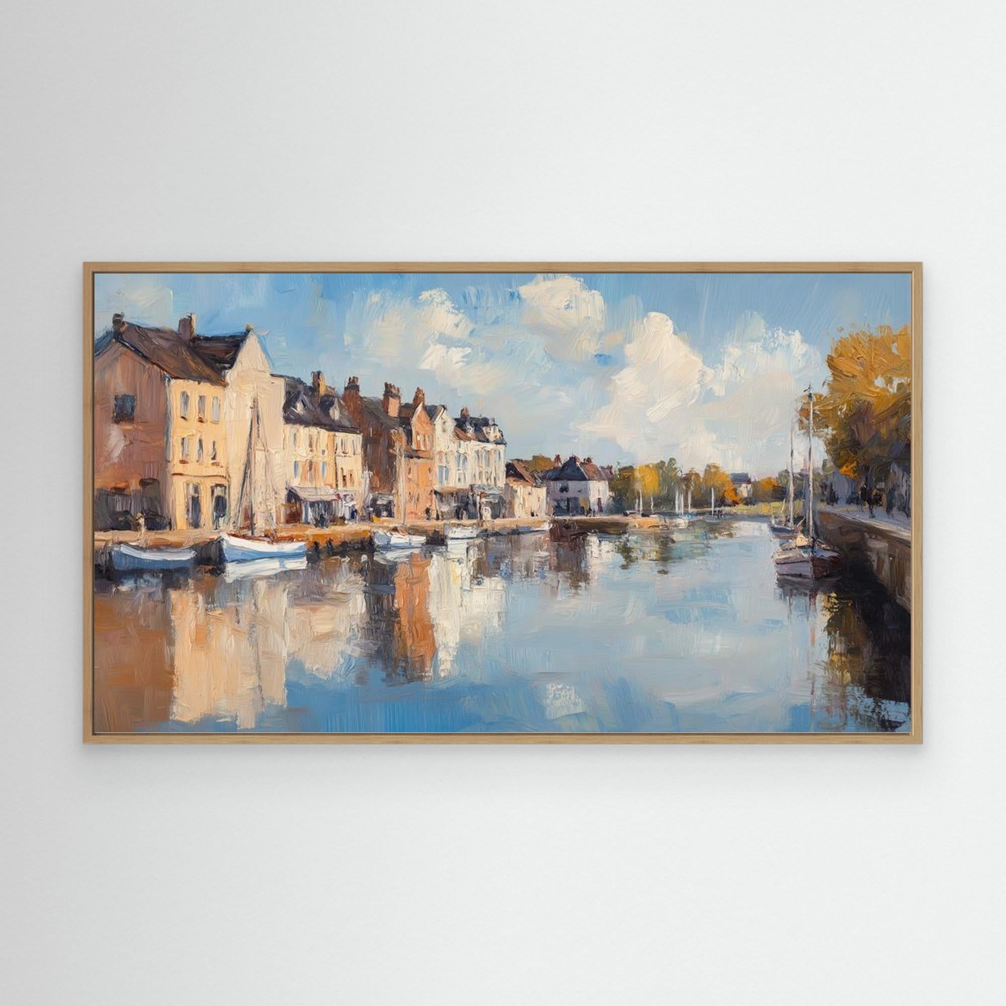 Harbour Reflections Panoramic Canvas Wall Art Print