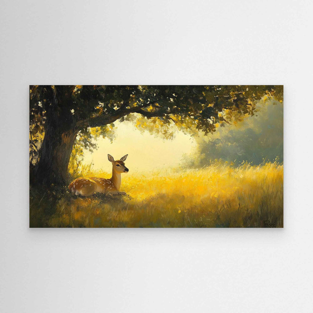 Woodland Fawn Art | Nursery Deer Canvas Print | 80 x 45 cm