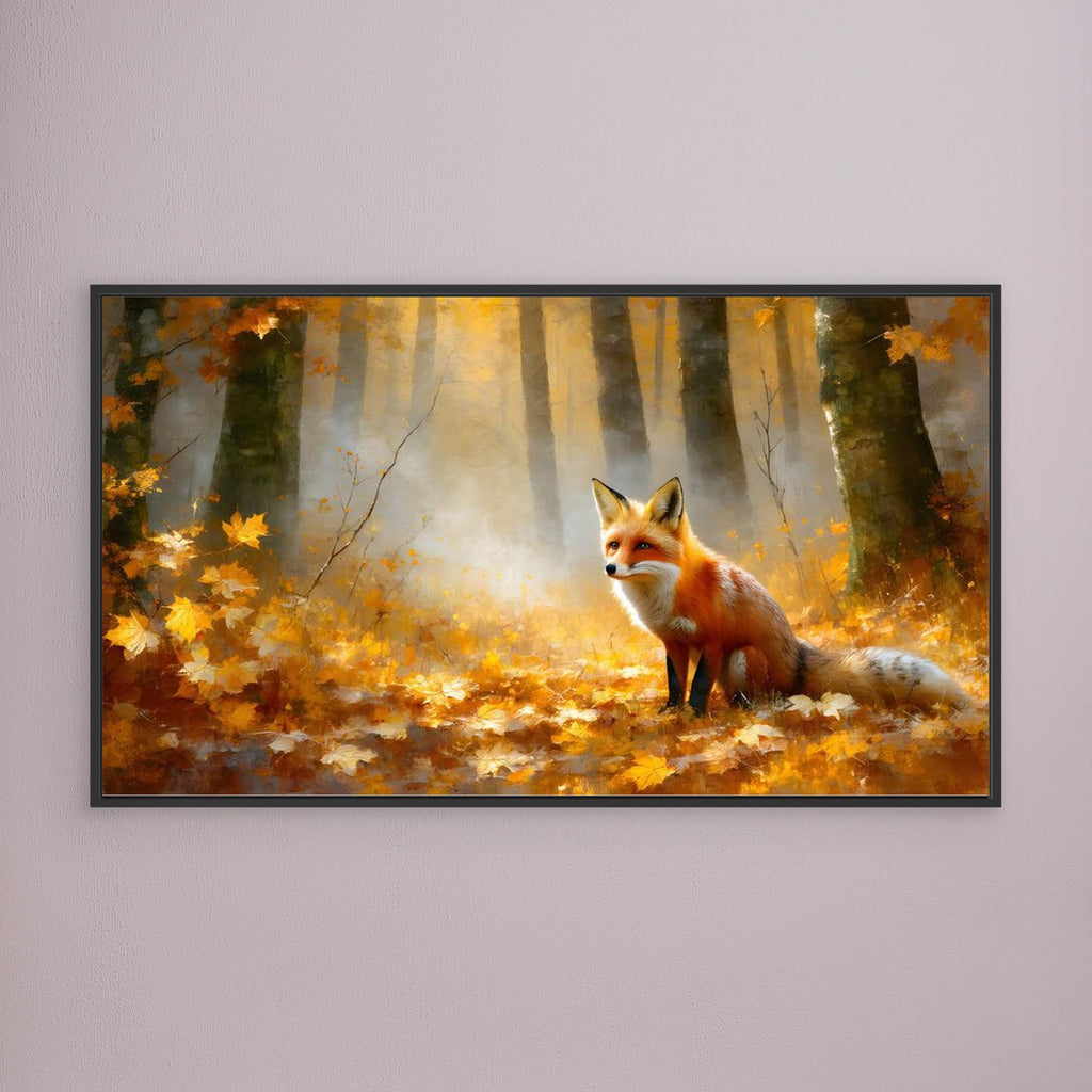 Autumn Fox in Misty Woods Canvas Wall Art