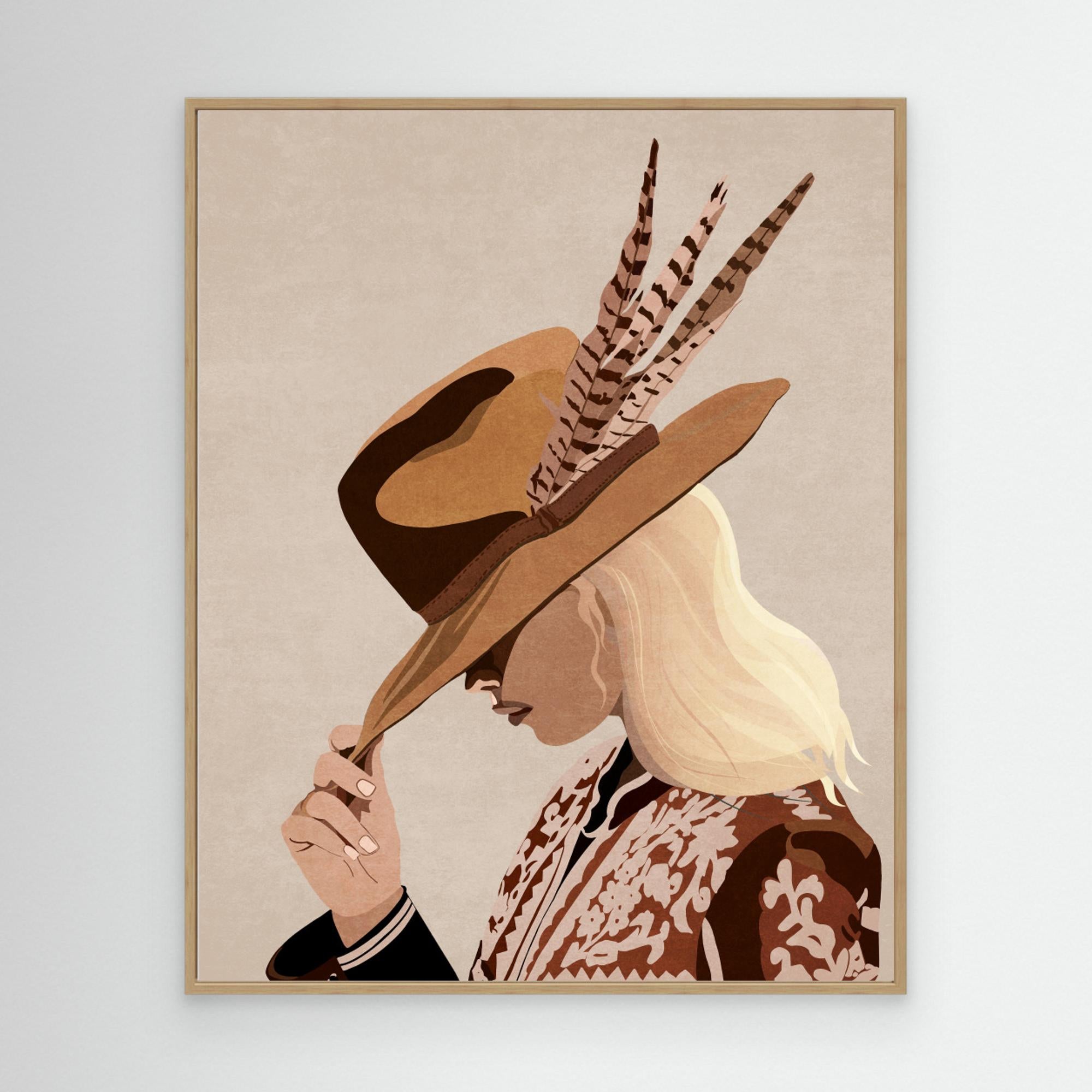 Rustic Cowgirl Art Print | Earthy Western Bedroom Decor - Framed Pop Art