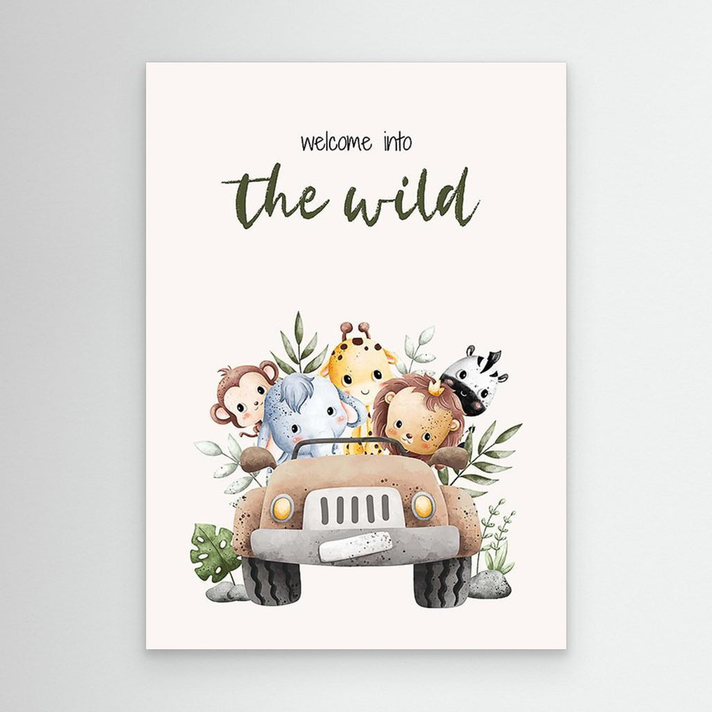 Welcome to the Wild Safari Nursery Wall Art Canvas - Framed Pop Art