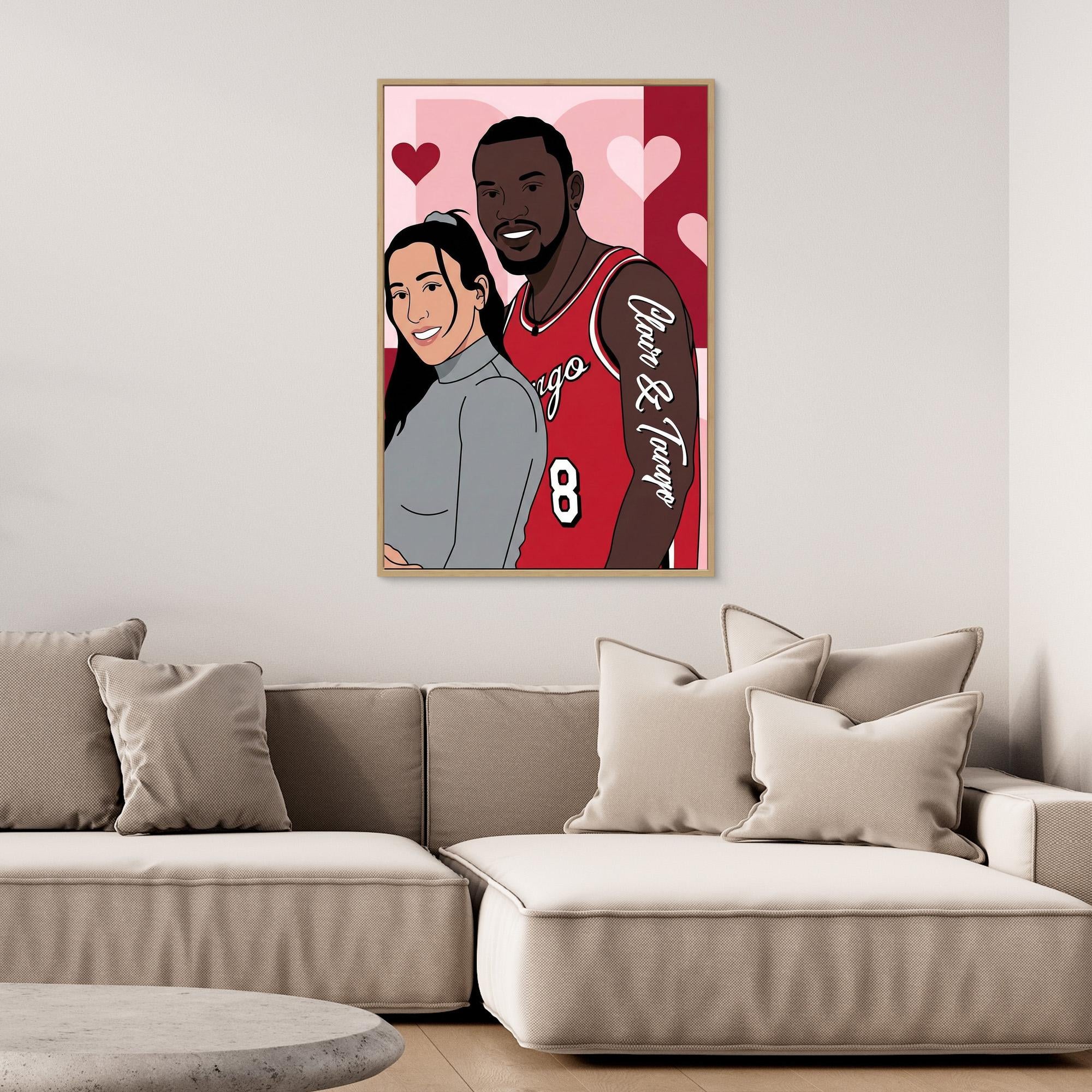 Custom Couple Pop Art | Personalised Graphic Portrait Canvas
