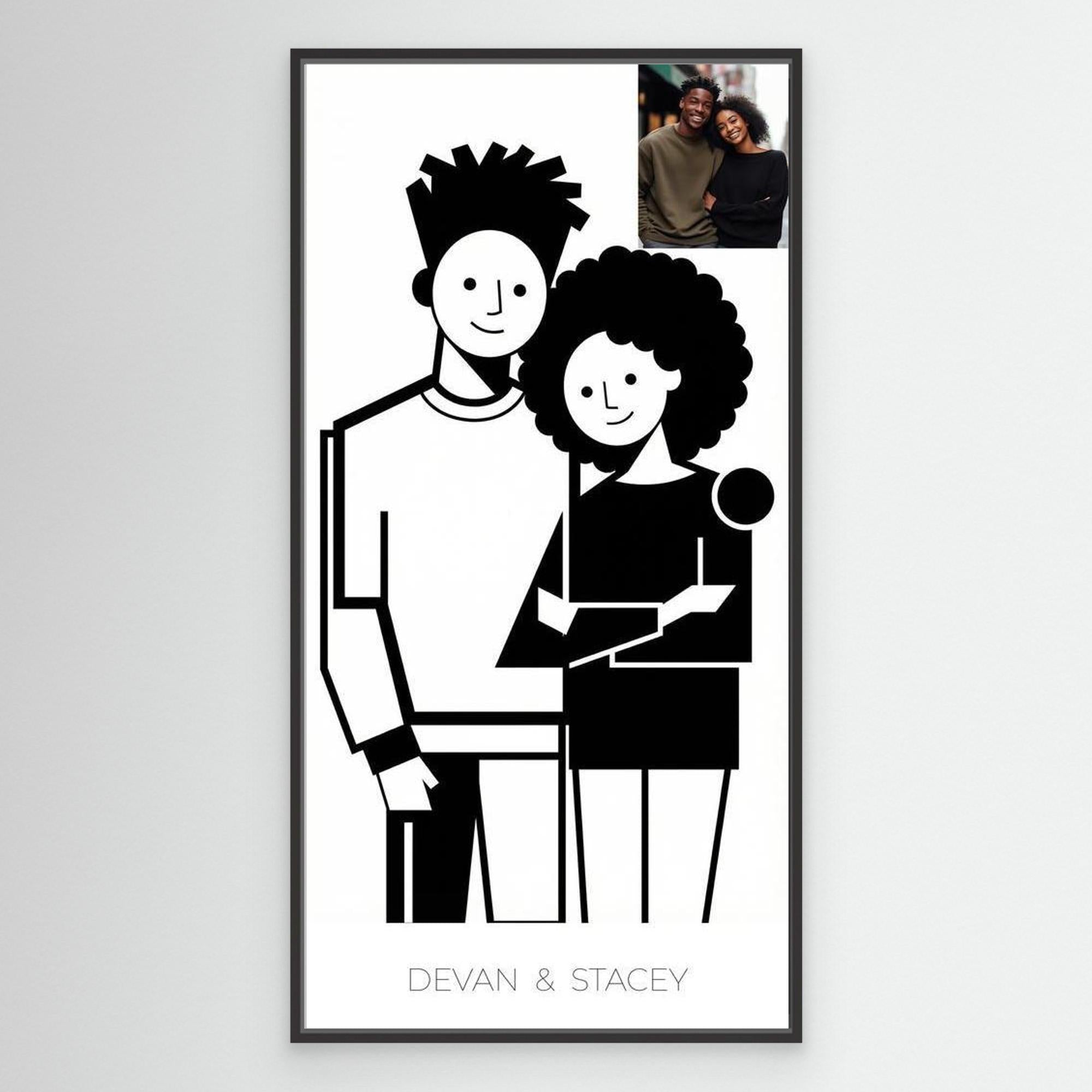 Personalised Couple Portrait Canvas for Bedroom Decor
