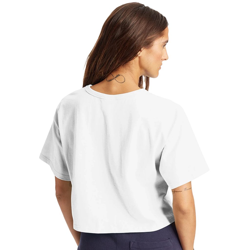 Powered by Prayer Women's Cropped T-Shirt | Champion T453W - Framed Pop Art