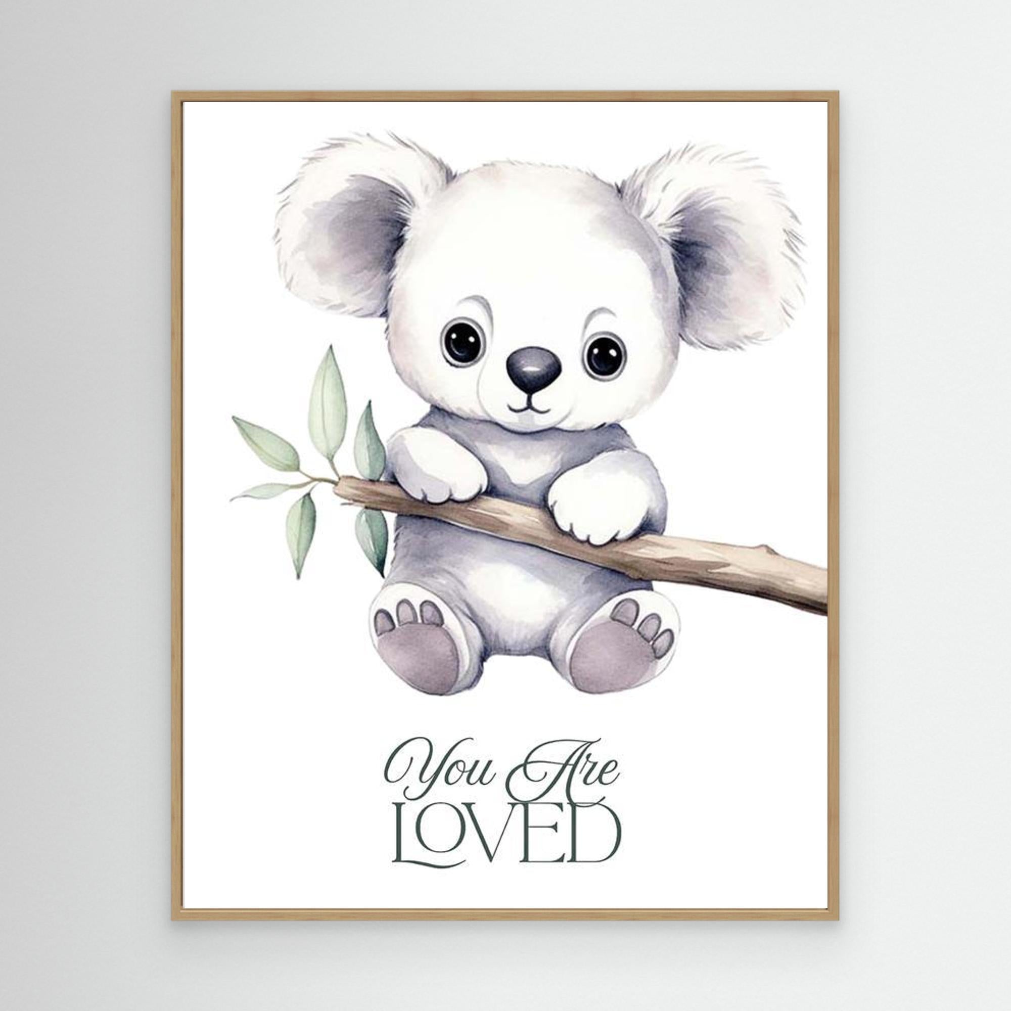 You Are Loved Koala Nursery Wall Art Canvas Decor - Framed Pop Art