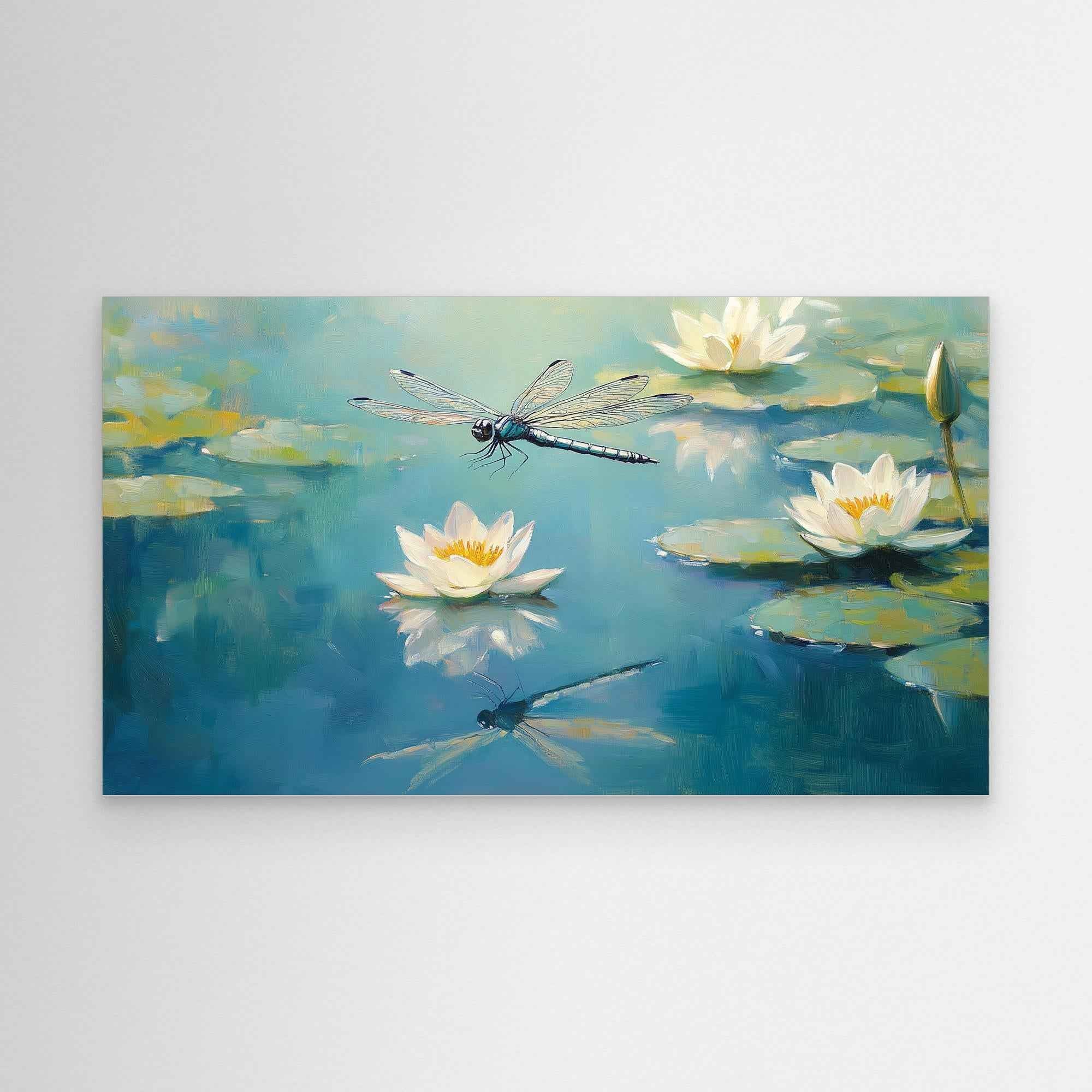 Dragonfly Pond Canvas Print | Bright Spa Wall Decor
