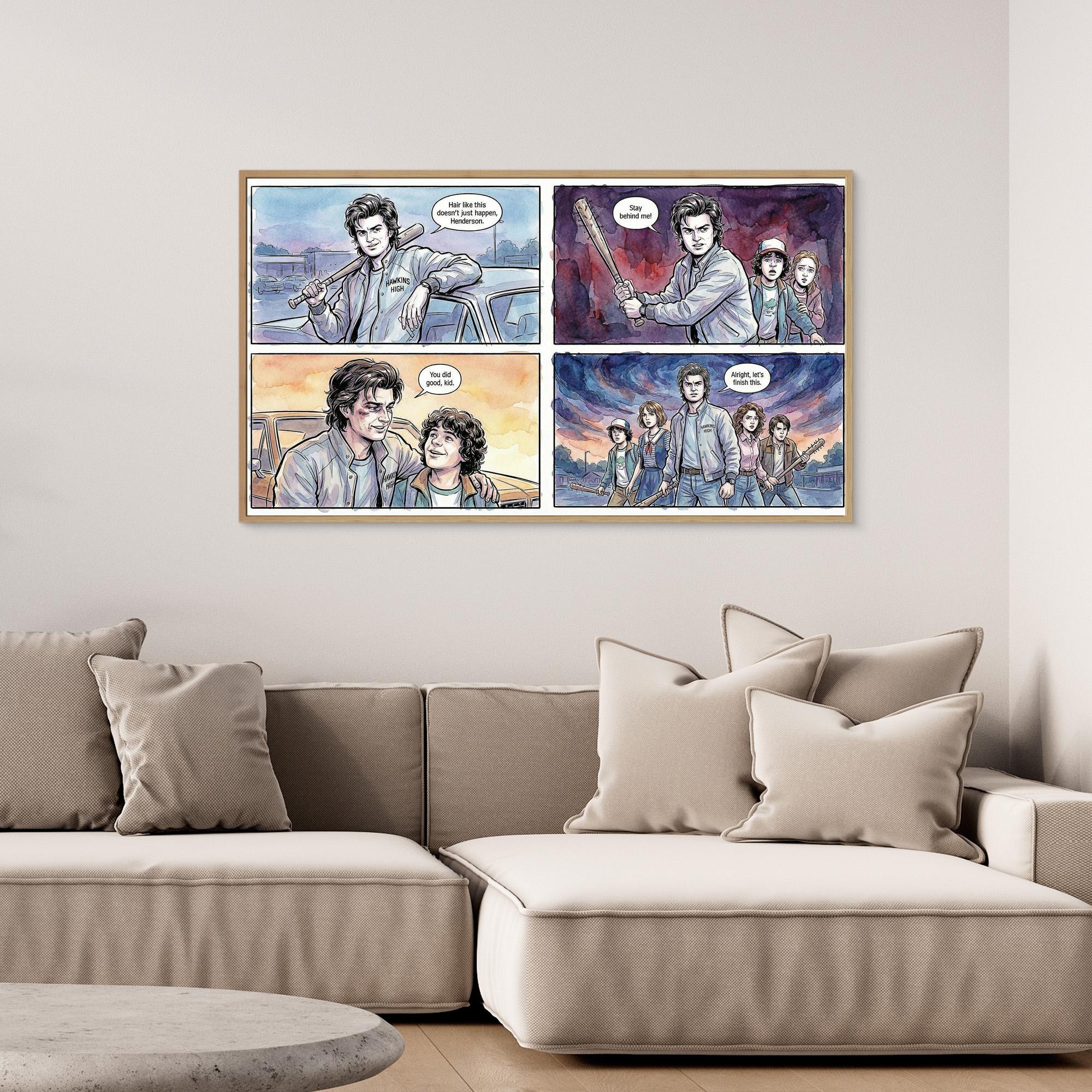 Stranger Hero Comic Canvas Print | Hawkins Style Wall Art