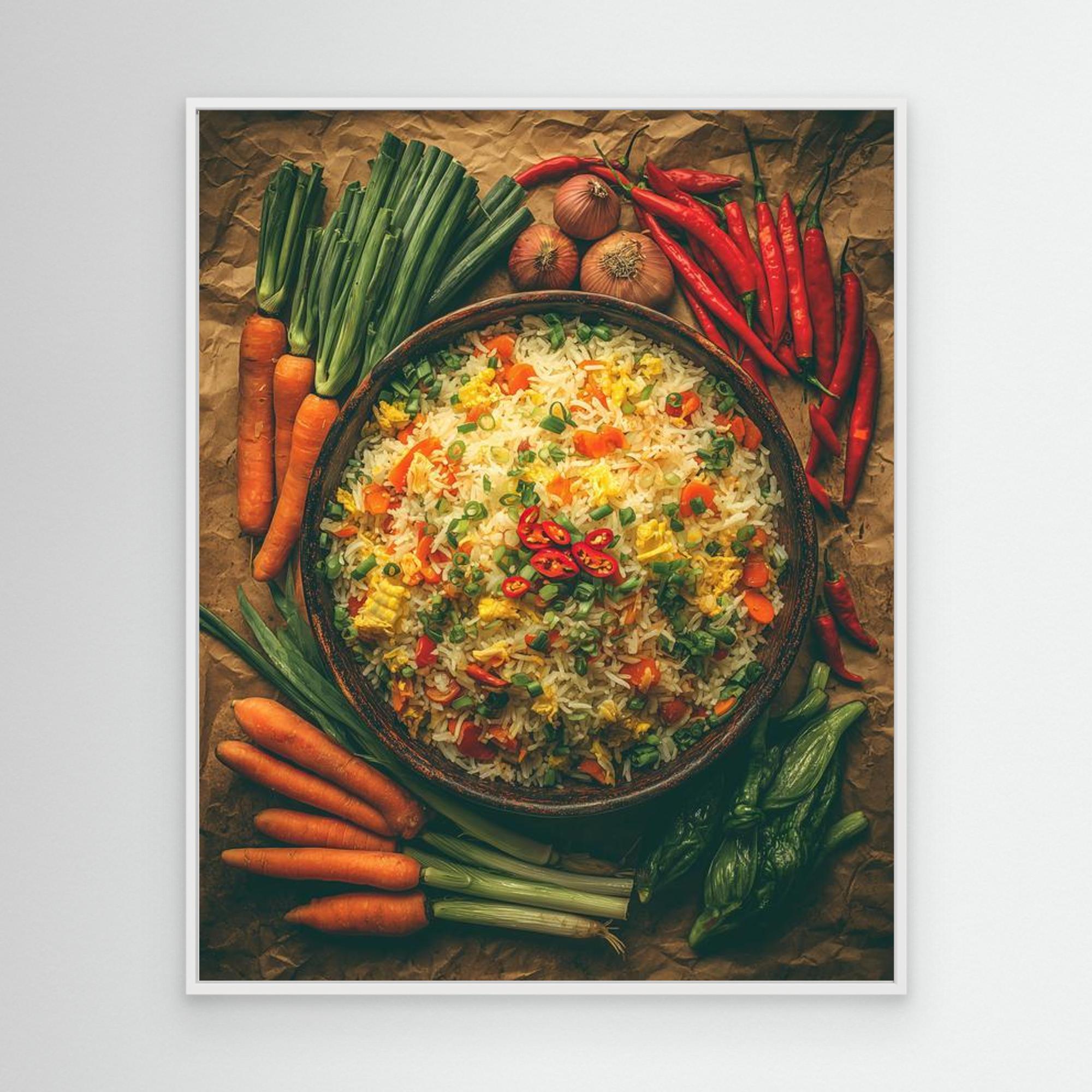 Spicy Vegetable Fried Rice Rustic Kitchen Wall Art