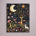 Whimsical Woodland Night Garden Canvas Wall Art | UK - Framed Pop Art