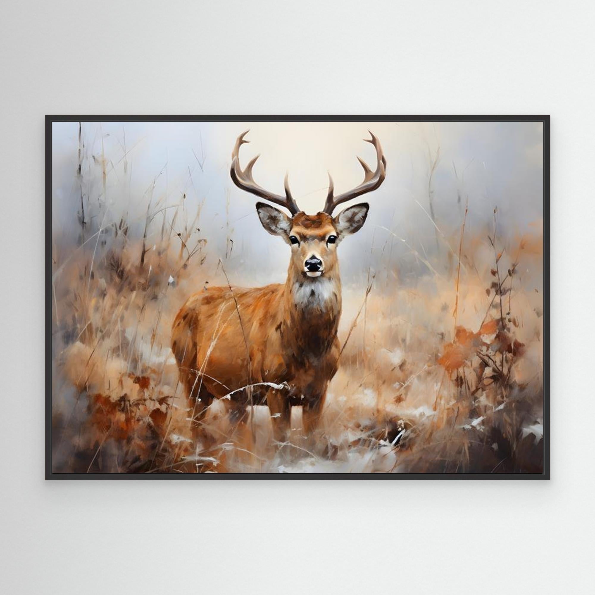 Majestic Stag Canvas Print | Rustic Lodge Hallway Wall Art - Framed Pop Art