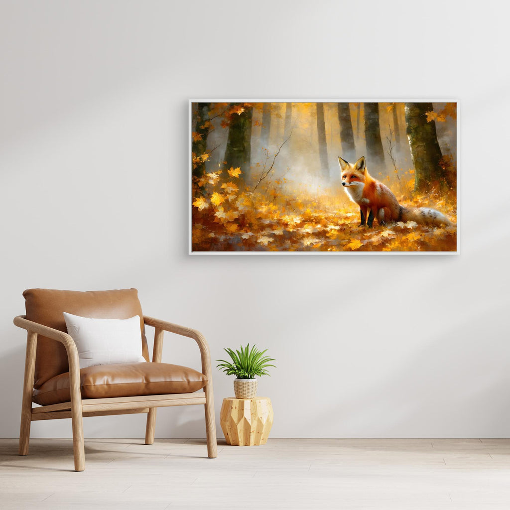 Autumn Fox in Misty Woods Canvas Wall Art