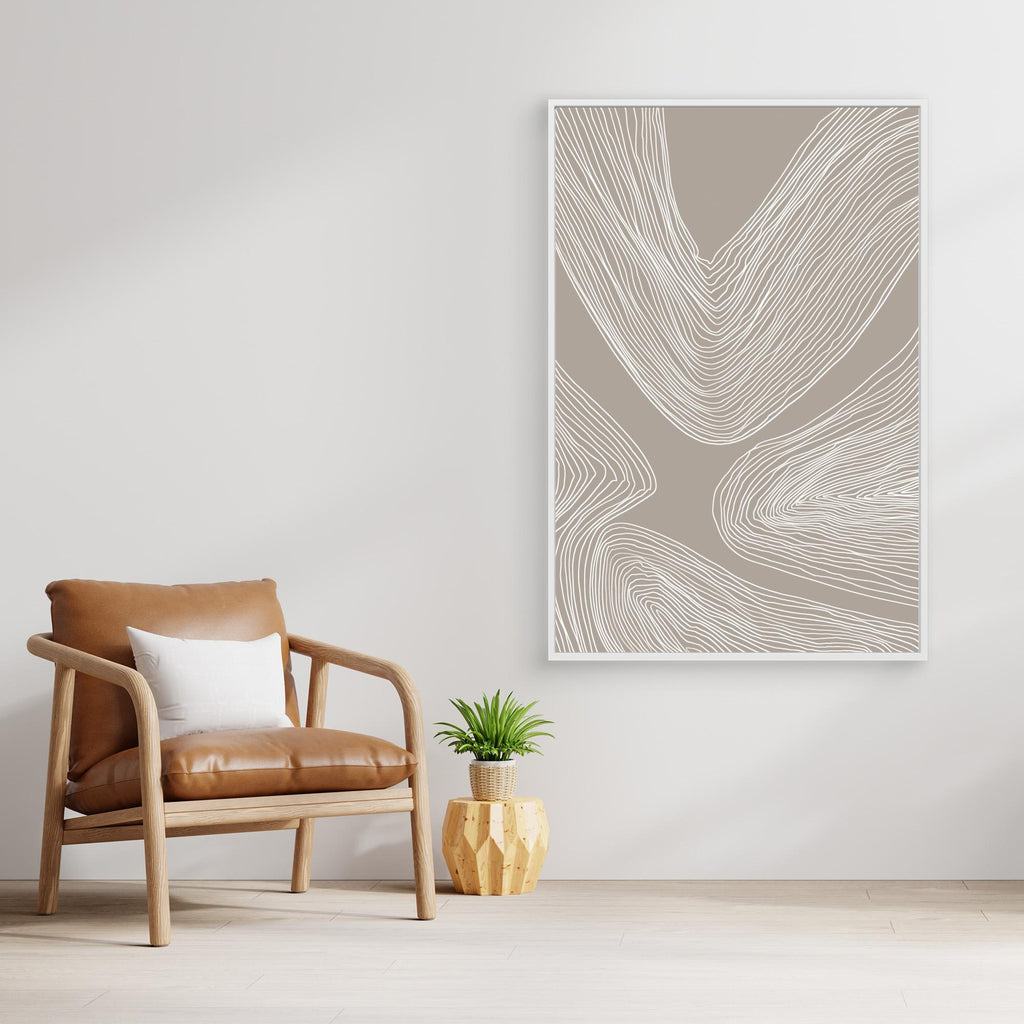 Minimalist Abstract Lines – Neutral Hallway Wall Art - Framed Pop Art