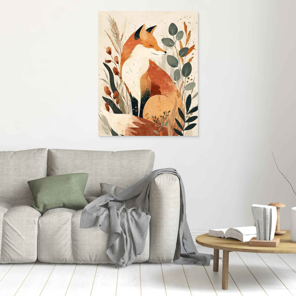 Serene Fox Woodland Canvas Art - Framed Pop Art