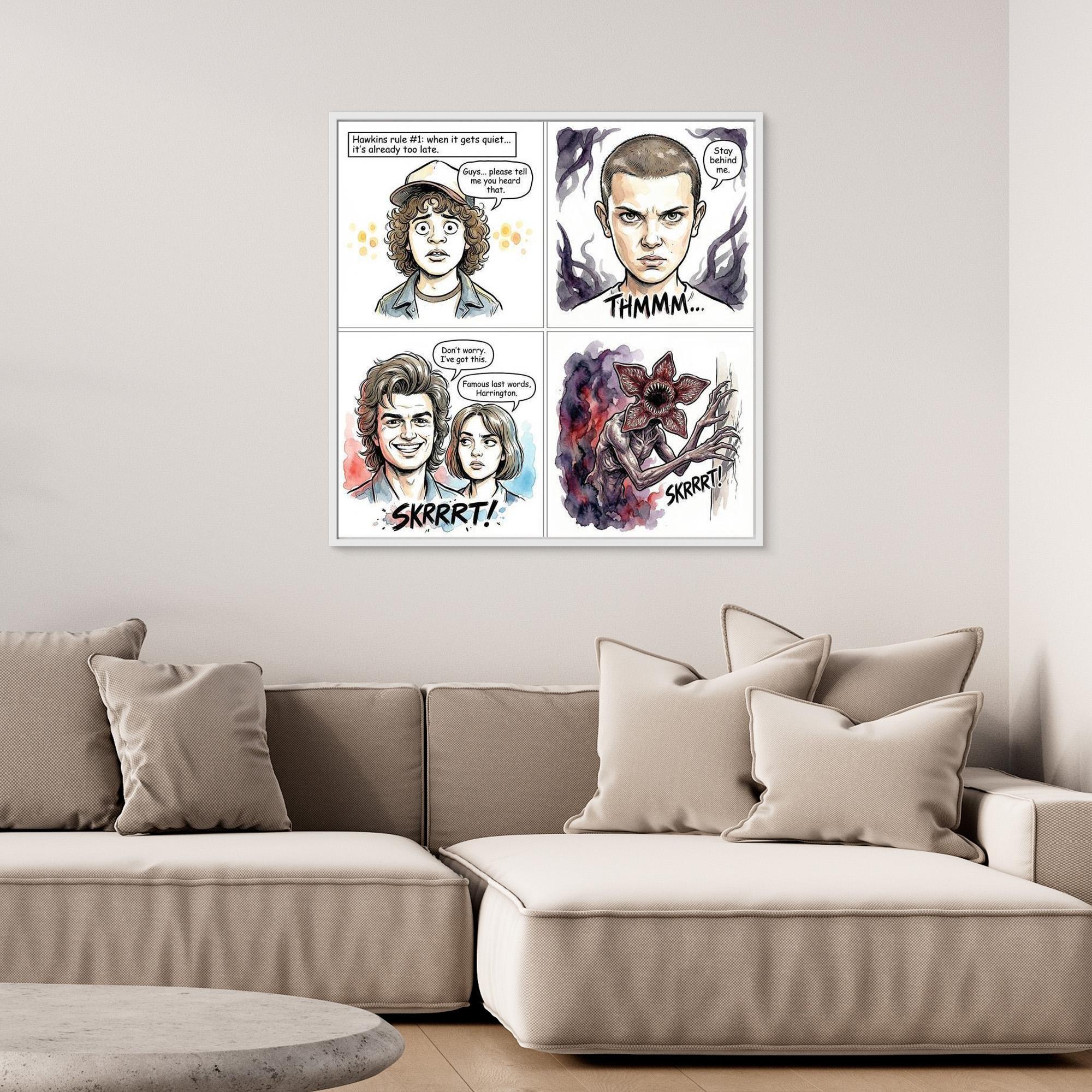 Stranger Things Fan Art Canvas | Hawkins Comic Print