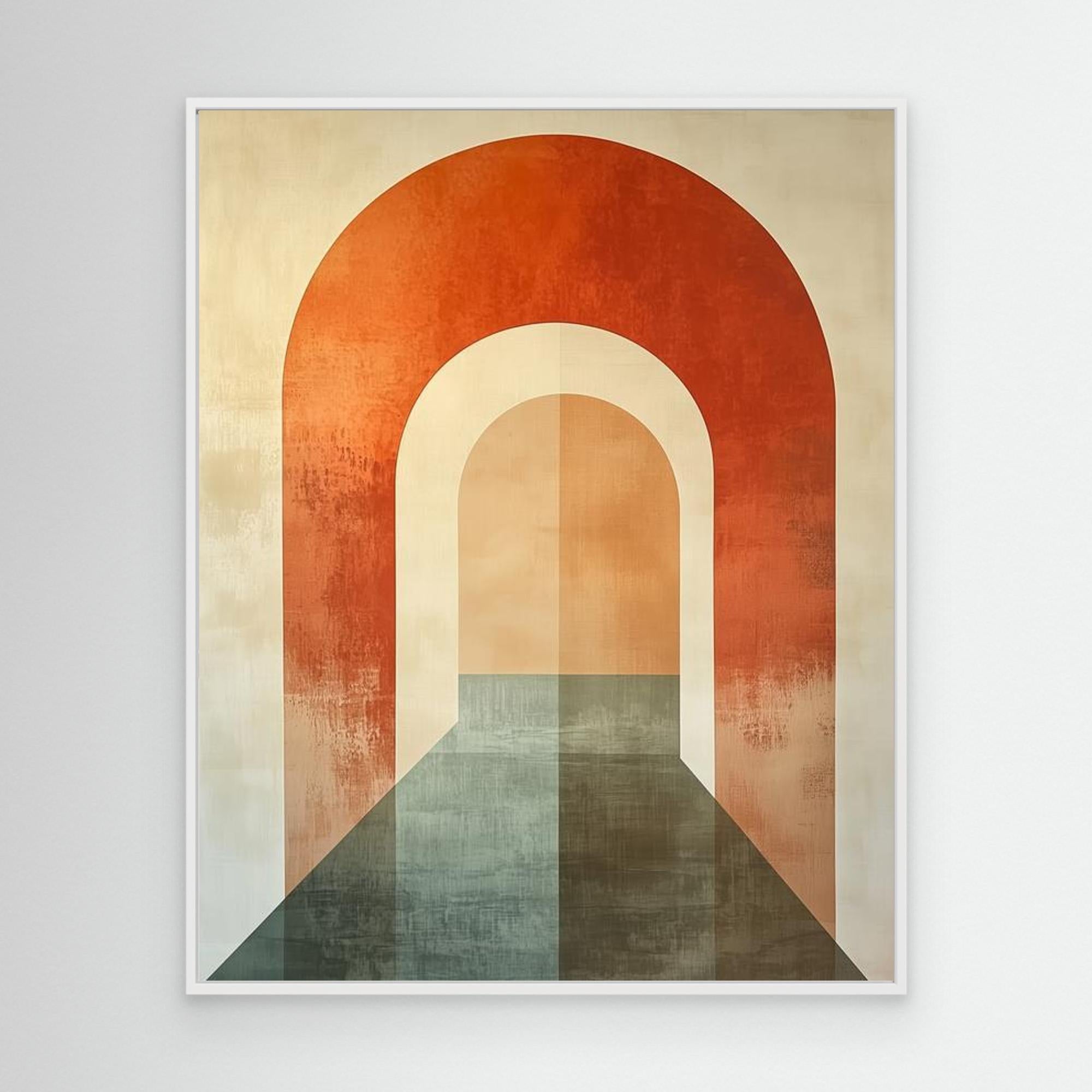 Mid-Century Arch Abstract Canvas Wall Art - Framed Pop Art