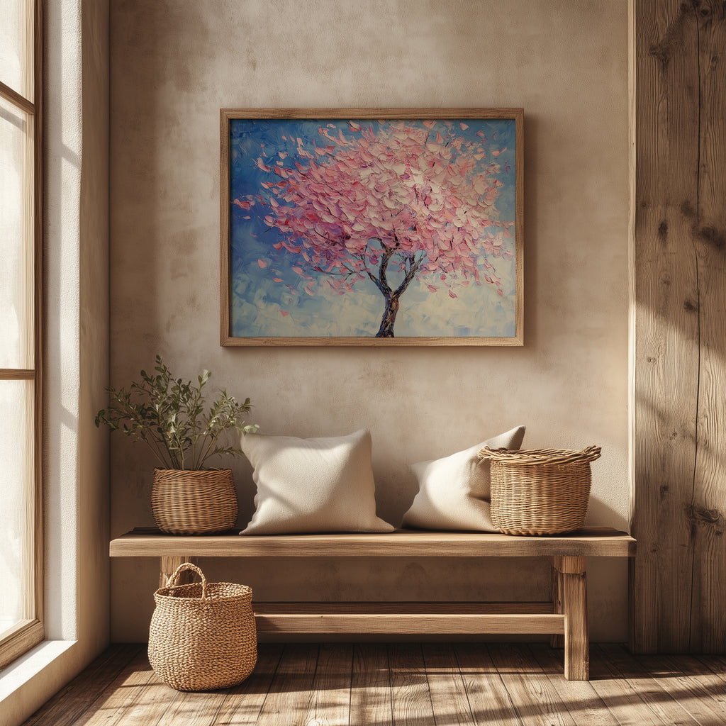Pink Blossom Tree Canvas Wall Art for Nursery Bedroom - Framed Pop Art