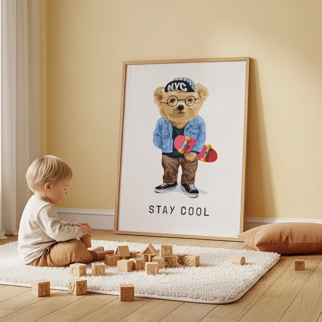 Cool Skater Teddy Bear "Stay Cool" Urban Pop Art Print