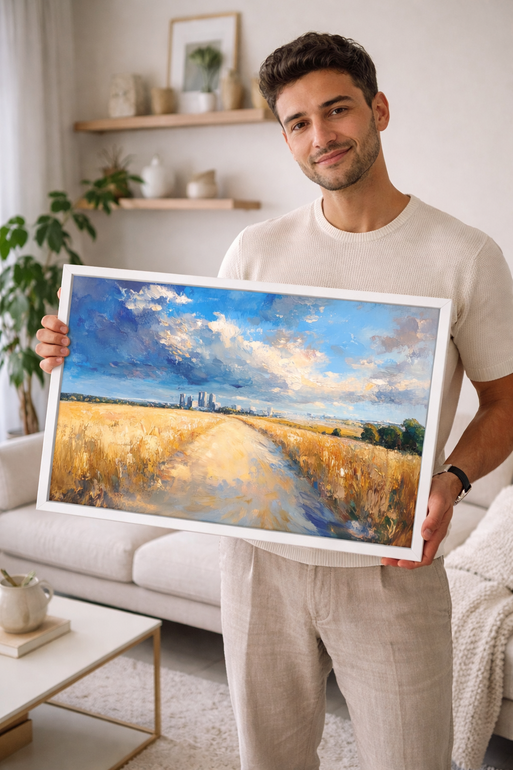 Ashford Skyline & Fields Countryside Canvas Print - Framed Pop Art