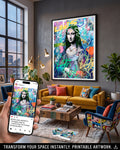 Mona Lisa Graffiti Printable Wall Art – Colourful Pop Art Portrait