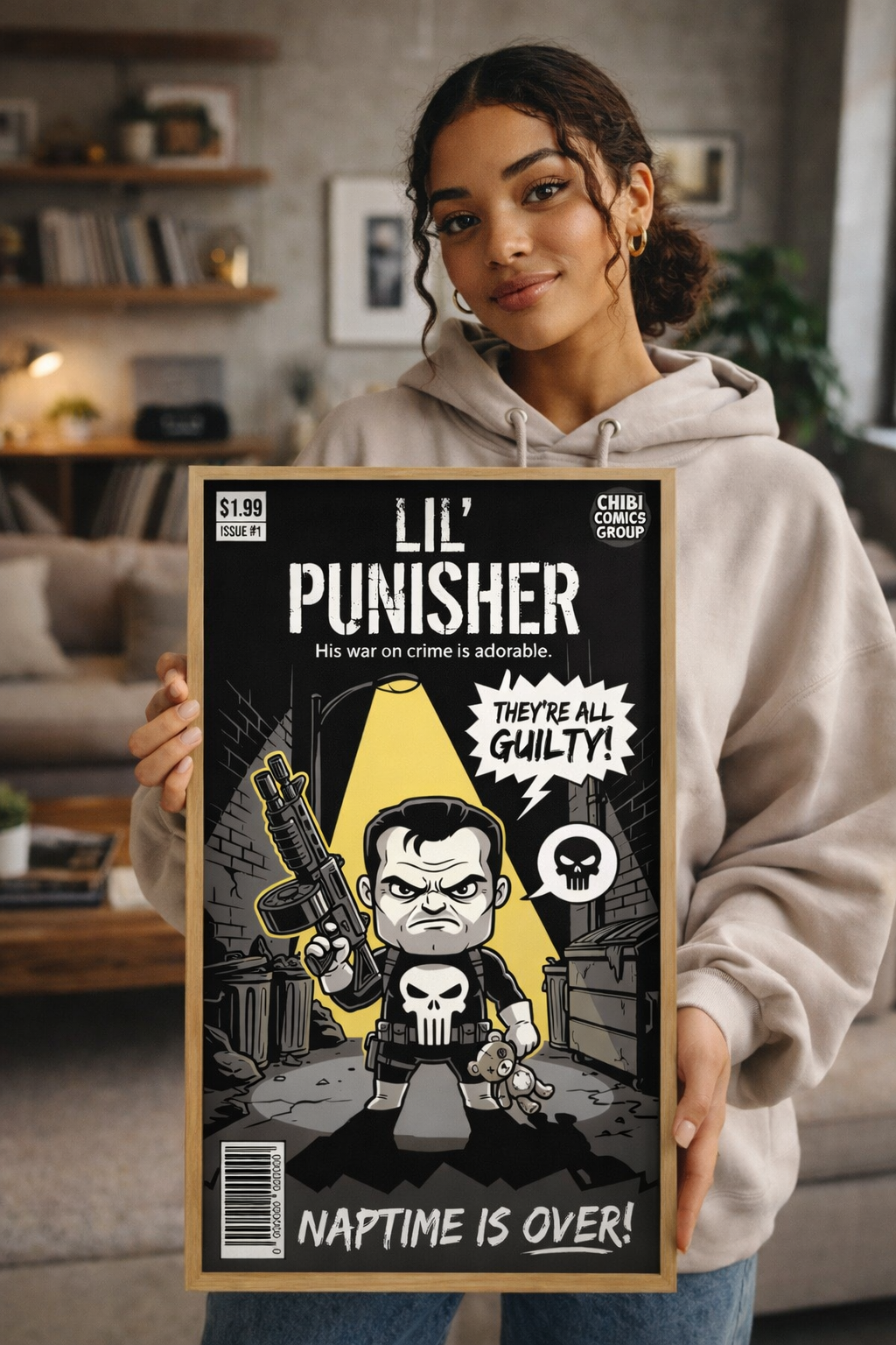 Lil Punisher Chibi Canvas Print - Framed Pop Art