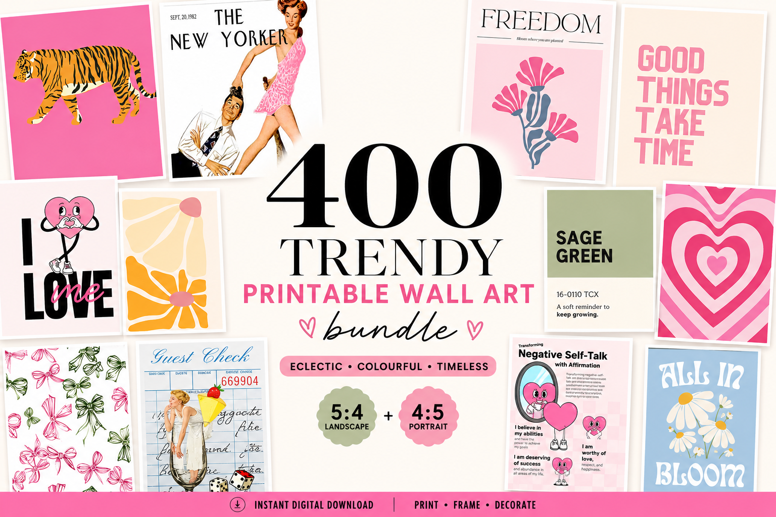 400 Trendy Printable Wall Art Bundle – Eclectic Digital Prints