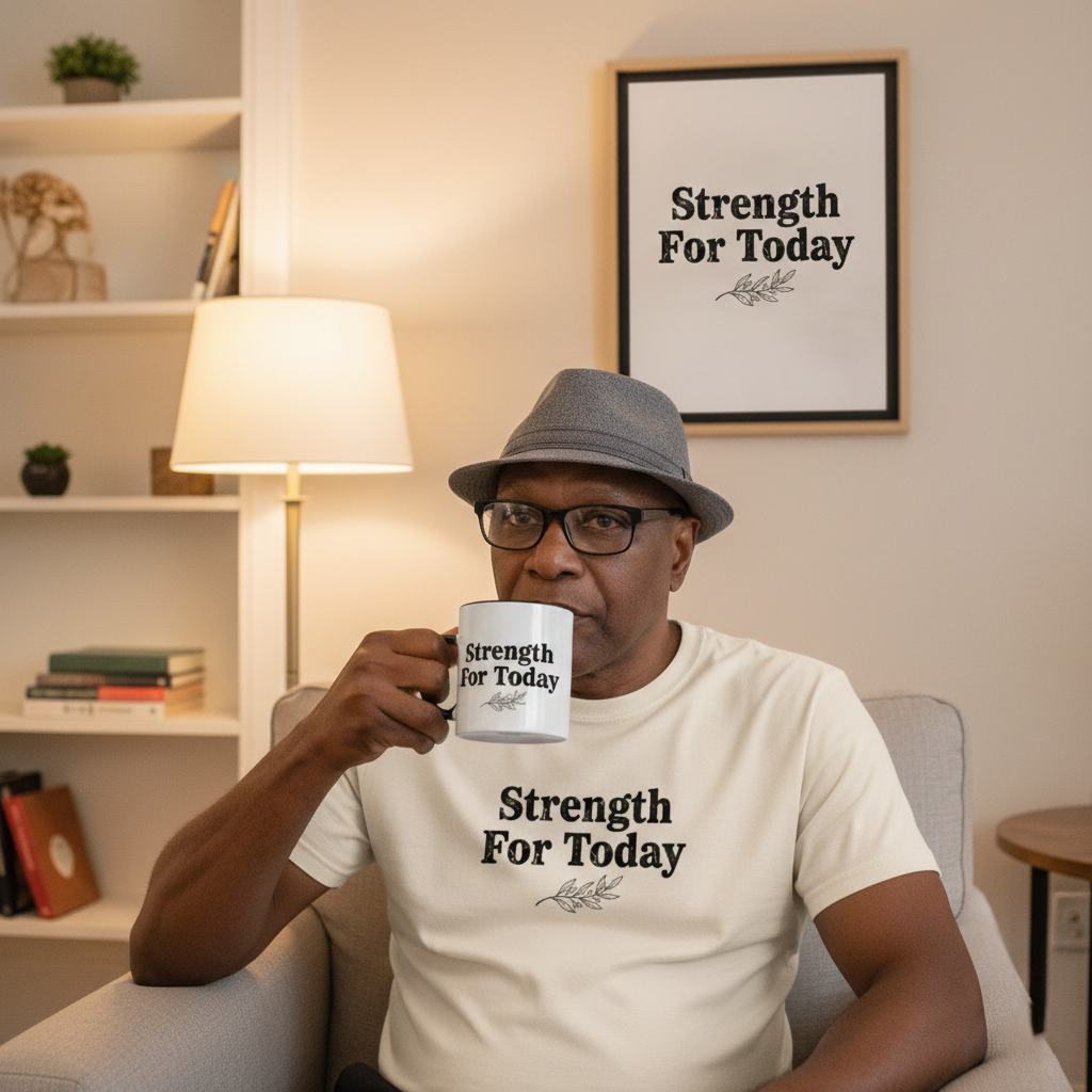 Strength For Today Inspirational Ceramic Mug | 11oz Gift - Framed Pop Art