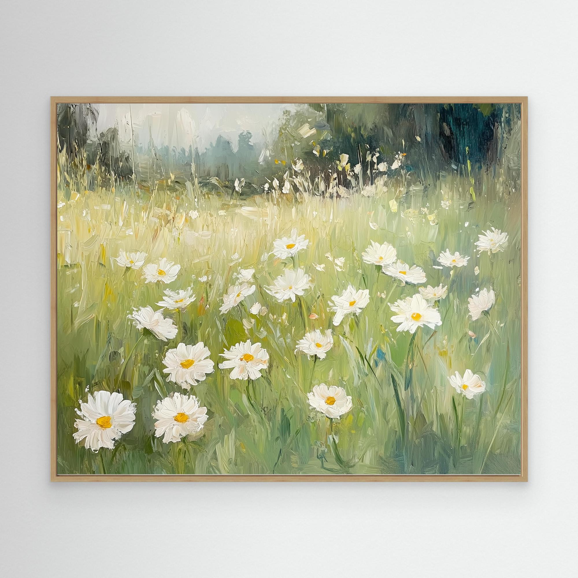 Hallway Wall Art – Wildflower Meadow Daisy Canvas Print - Framed Pop Art