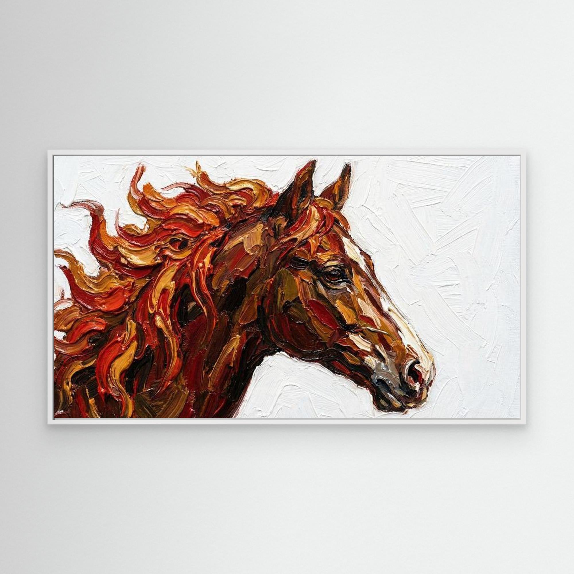 Fire Horse Canvas Print for Modern Living Room Decor - Framed Pop Art
