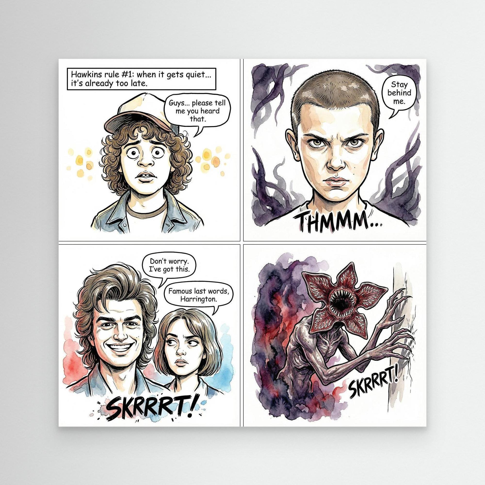 Stranger Things Fan Art Canvas | Hawkins Comic Print