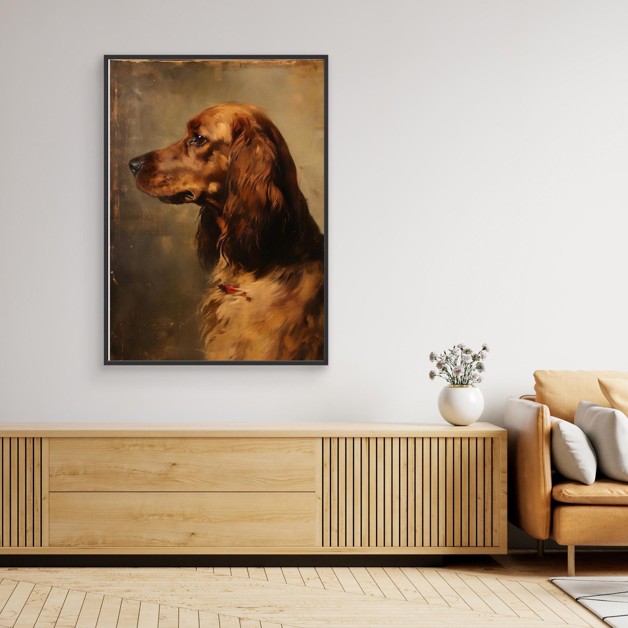 Vintage Setter Dog Oil Painting | Hallway Wall Art - Framed Pop Art