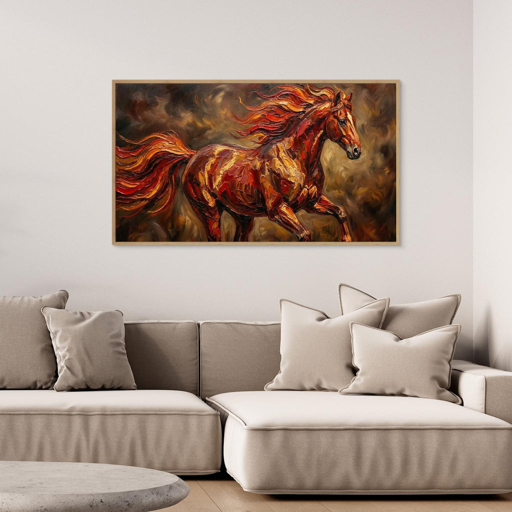 Fire Horse Chinese New Year Canvas Print for Lounge - Framed Pop Art