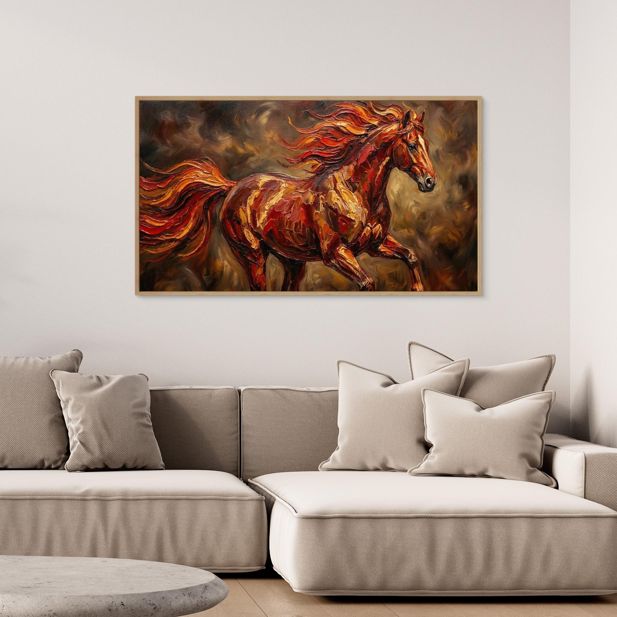 Fire Horse Chinese New Year Canvas Print for Lounge - Framed Pop Art