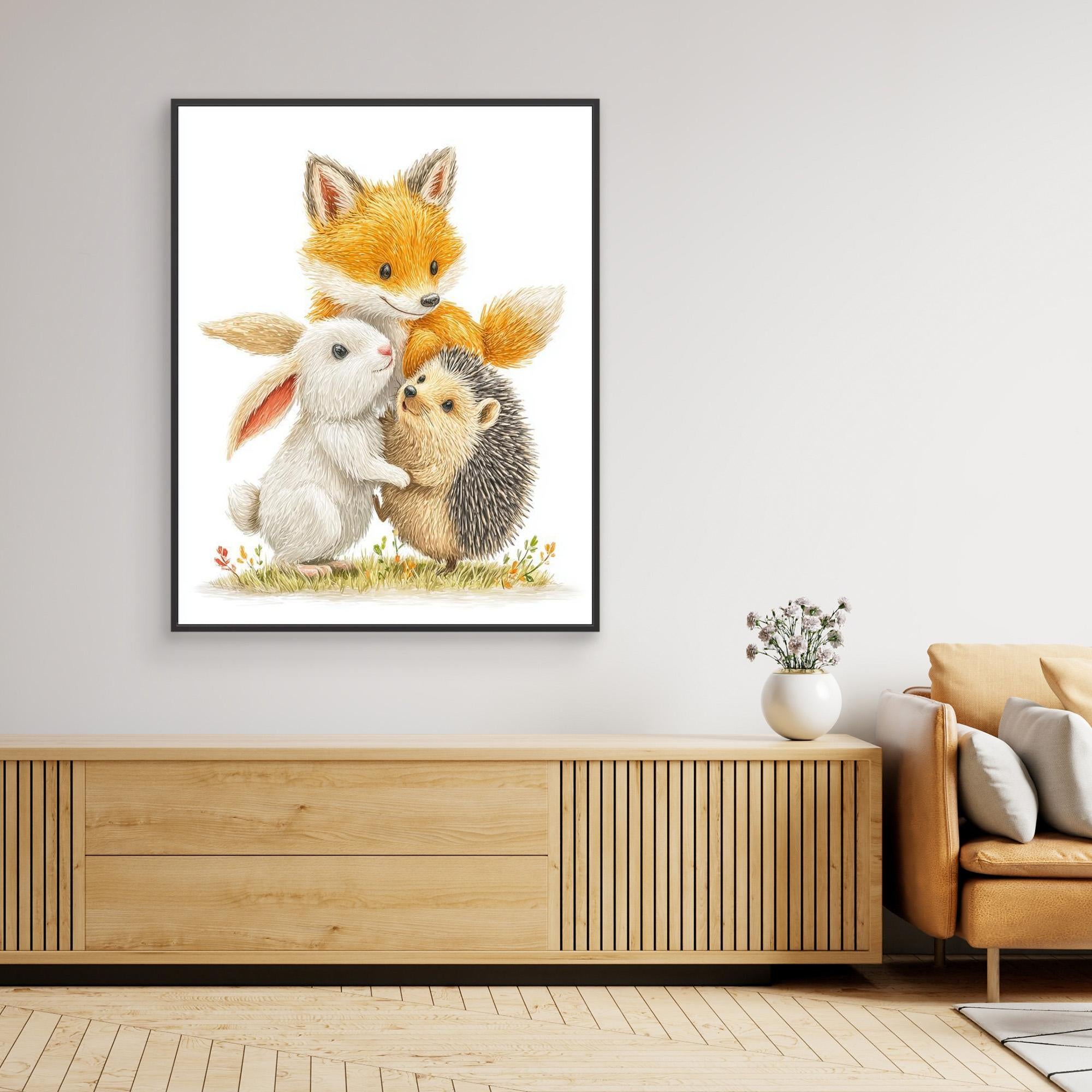 Cute Forest Friends Nursery Wall Art | Woodland Animals - Framed Pop Art