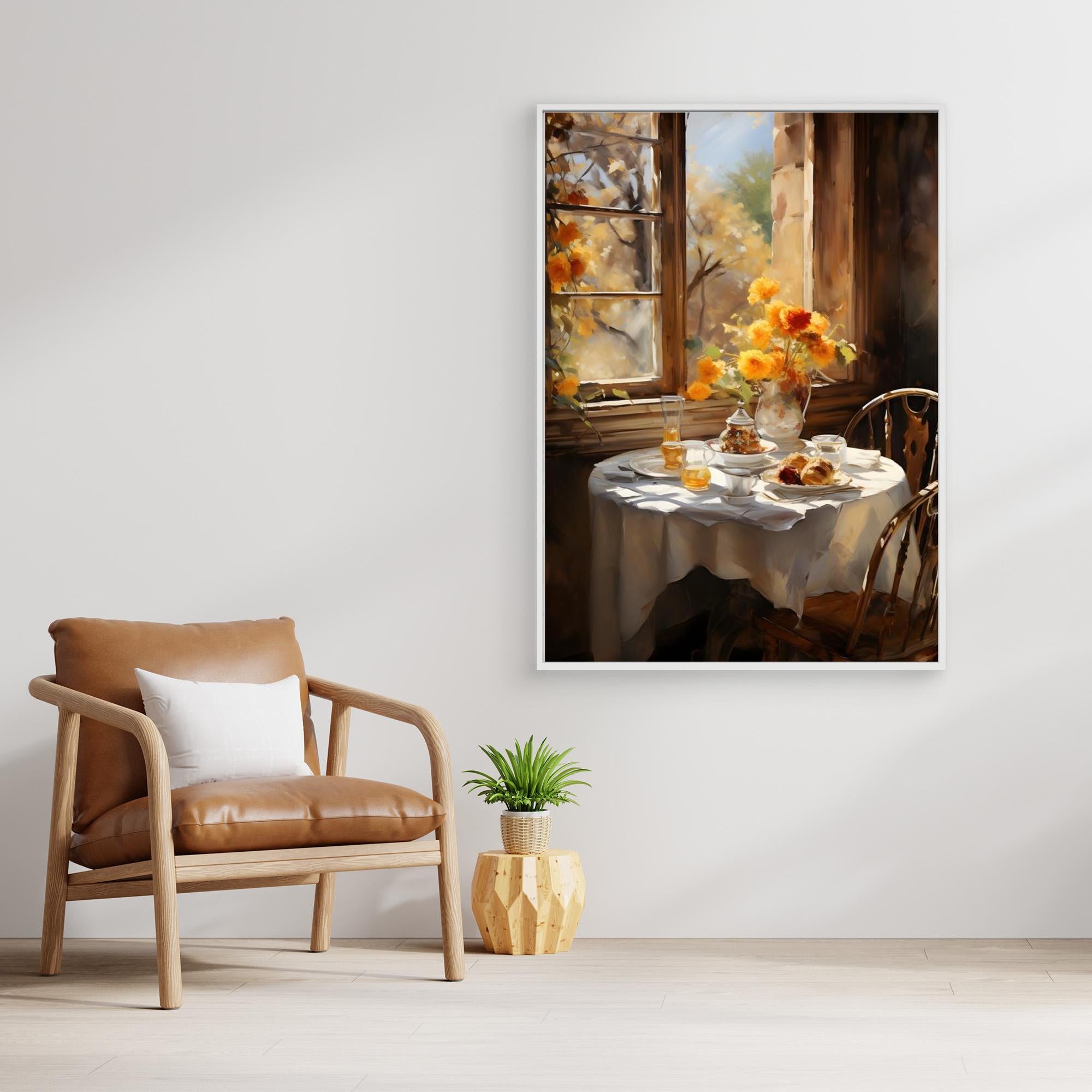 Autumn Sun Morning Table Still Life Art – Country Decor - Framed Pop Art