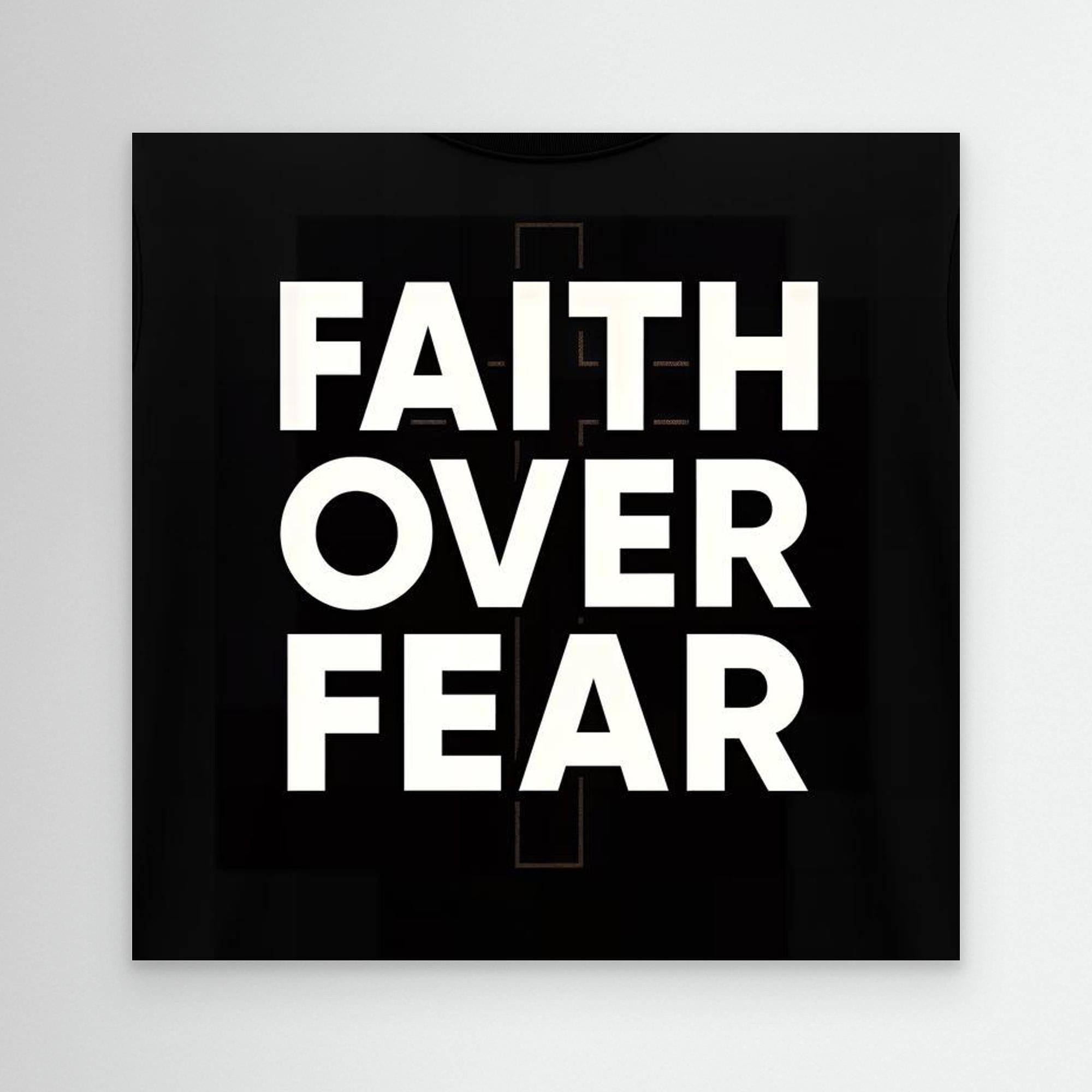 Faith Over Fear Wall Art | Modern Christian Bedroom Quote