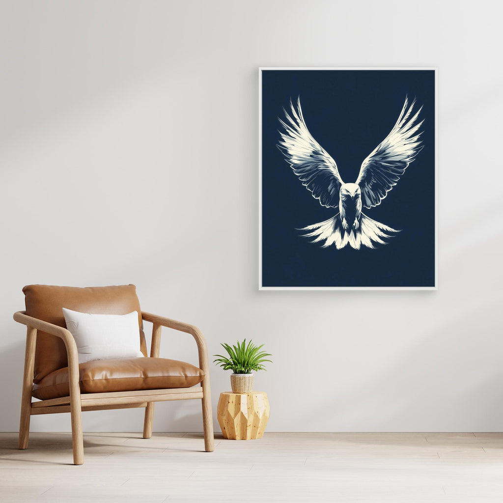 Hallway Wall Art – Navy Eagle Canvas Print - Framed Pop Art