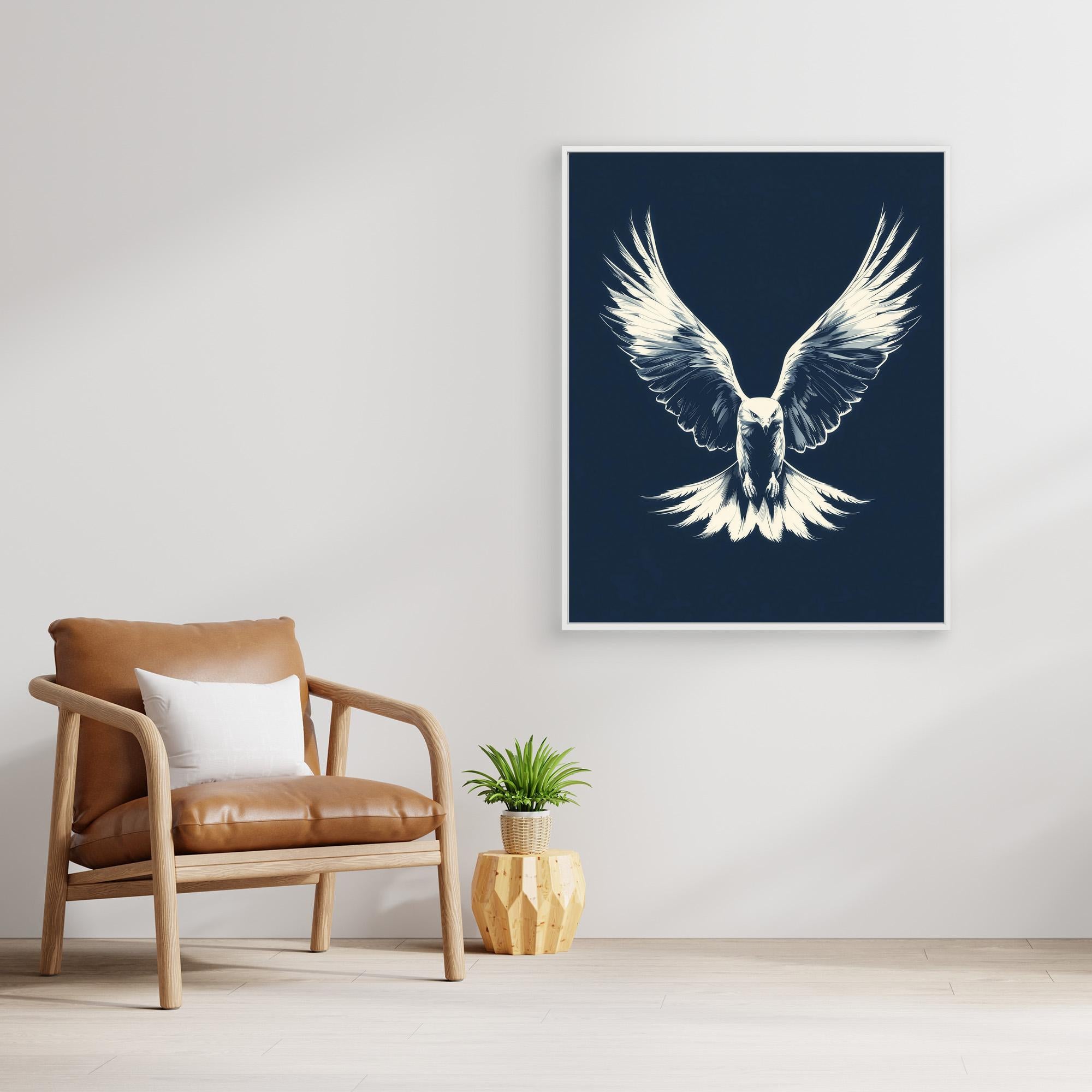 Hallway Wall Art – Navy Eagle Canvas Print - Framed Pop Art