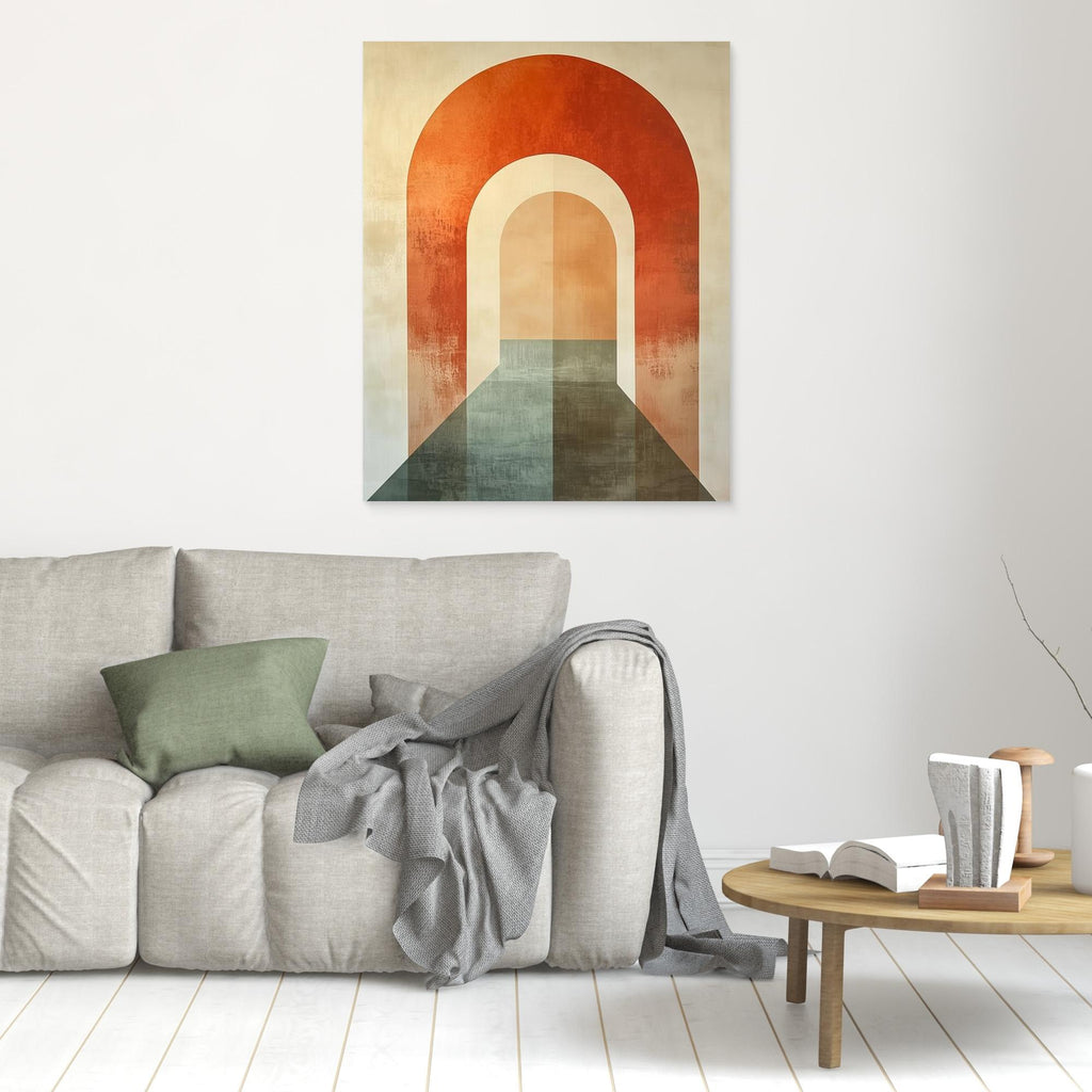 Mid-Century Arch Abstract Canvas Wall Art - Framed Pop Art
