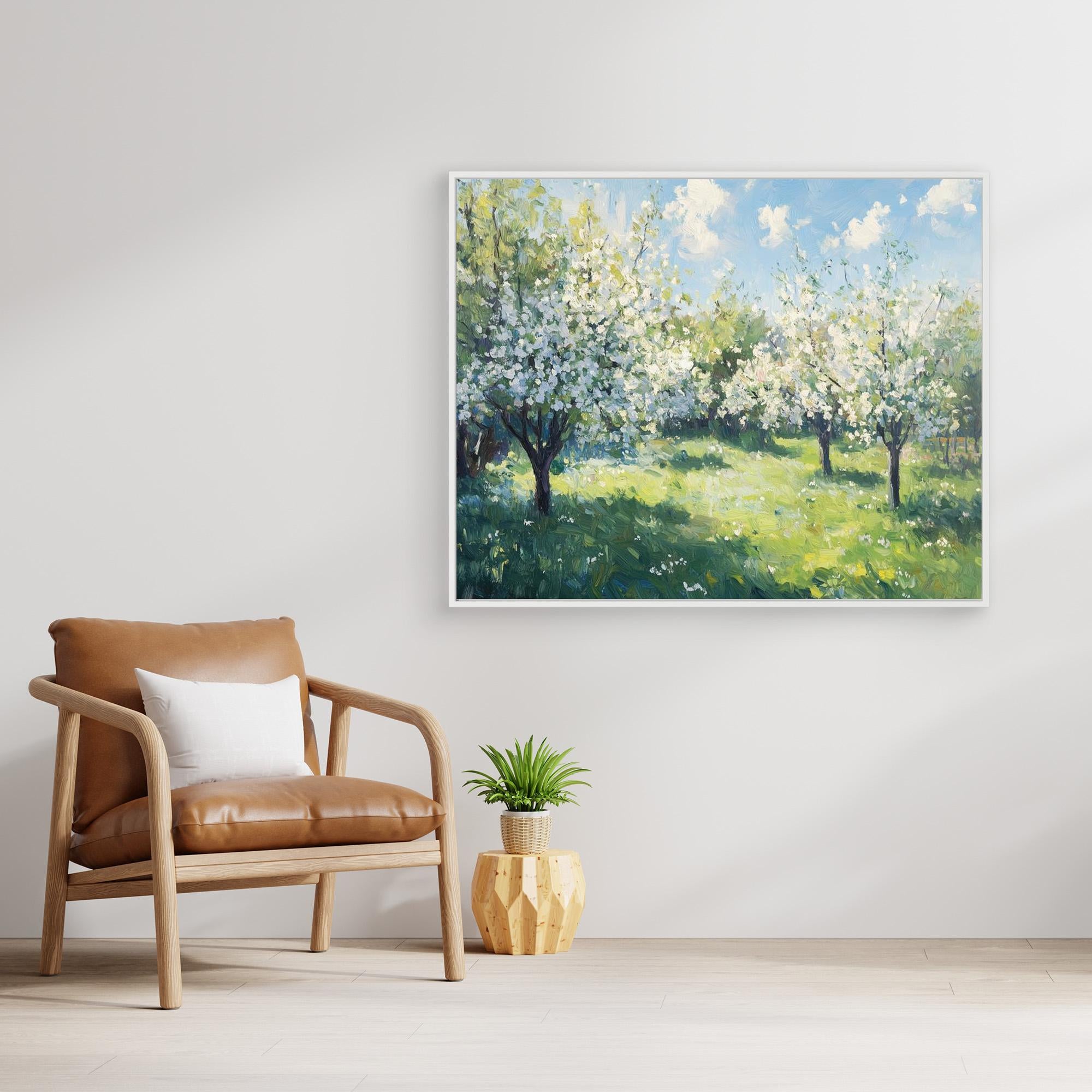 Spring Blossom Orchard Canvas Wall Art for Living Room