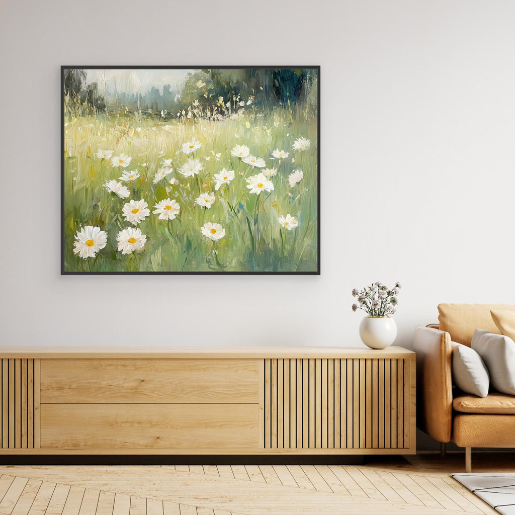 Hallway Wall Art – Wildflower Meadow Daisy Canvas Print - Framed Pop Art