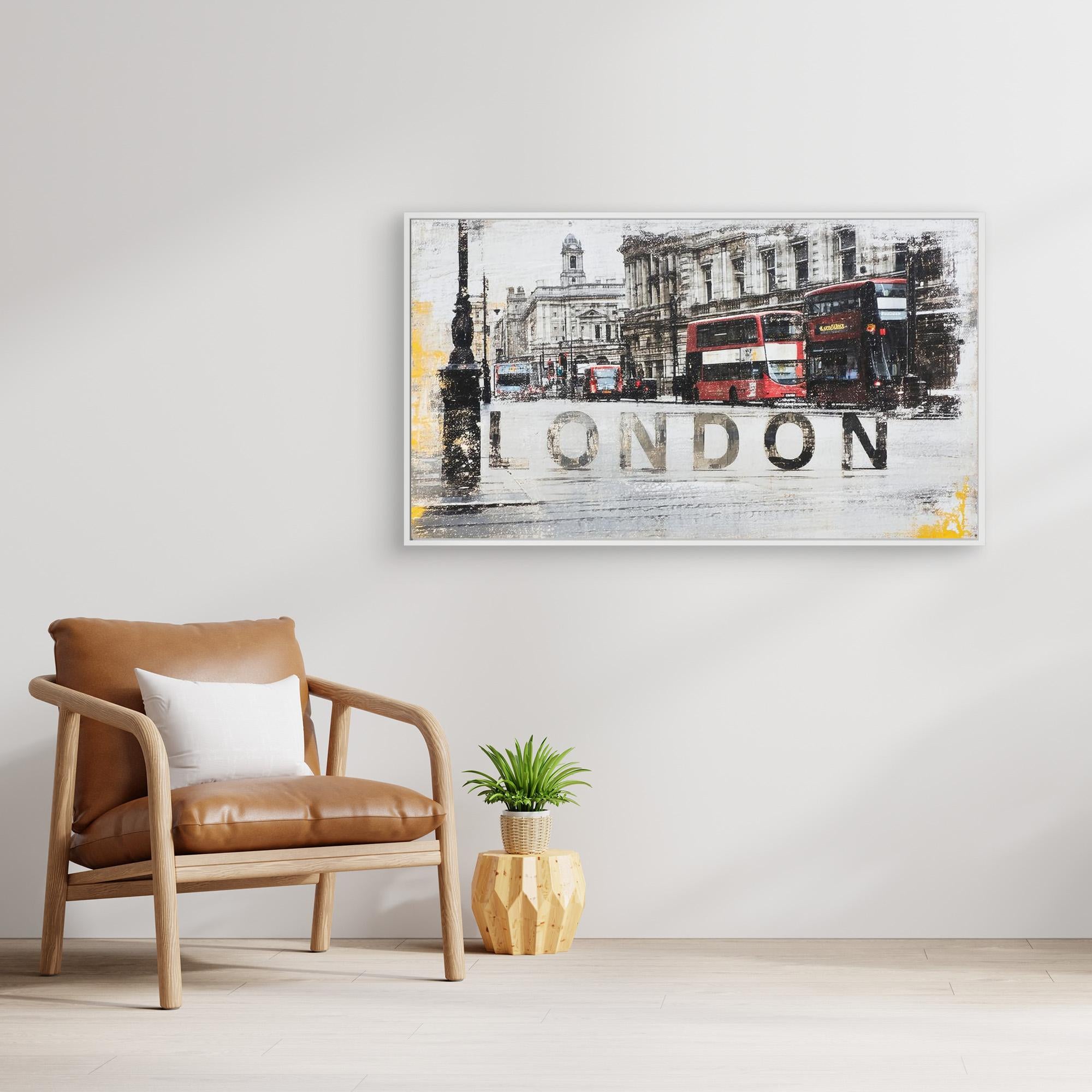 London Cityscape Red Bus Canvas Art