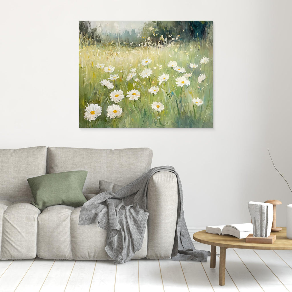 Hallway Wall Art – Wildflower Meadow Daisy Canvas Print - Framed Pop Art