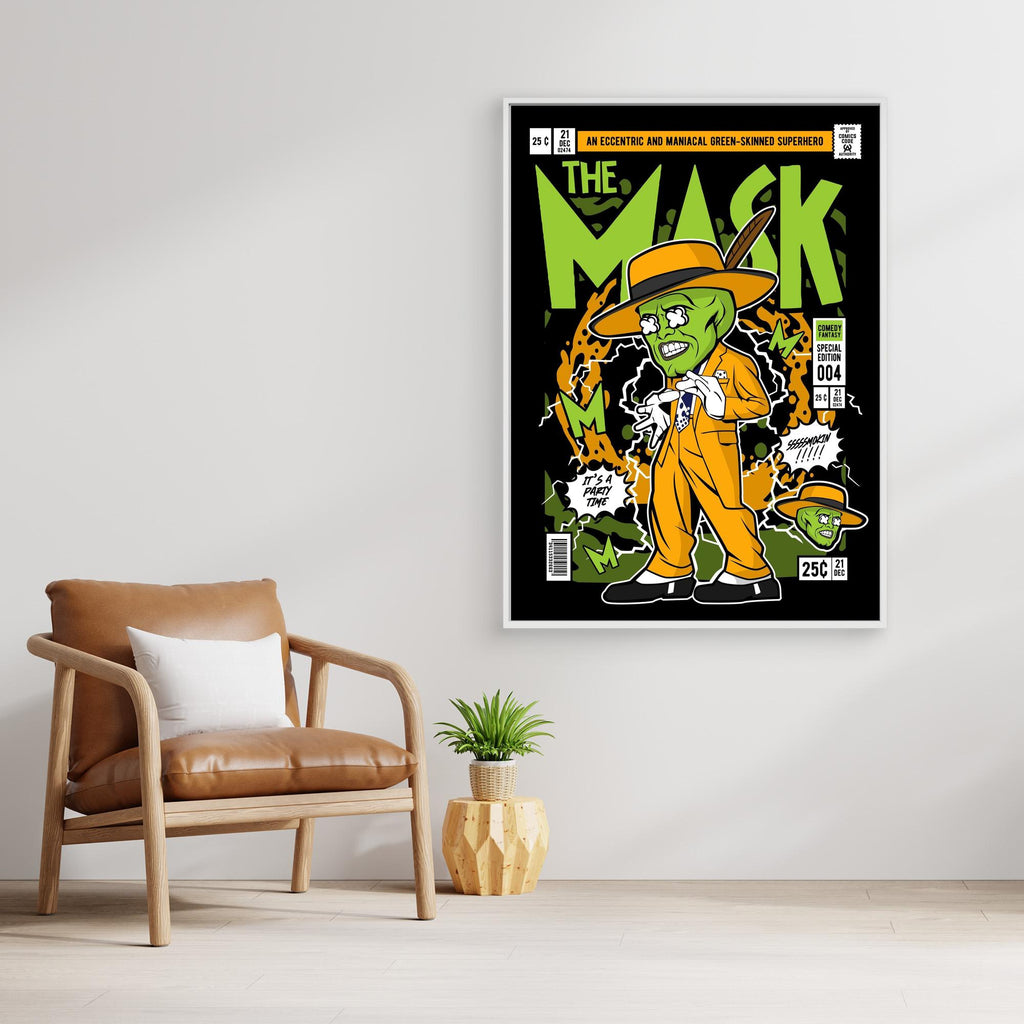Mask-Inspired Comic Wall Art for Man Caves & Bars - Framed Pop Art