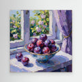 Purple Plum Still Life Canvas | Kitchen & Hallway Wall Art - Framed Pop Art