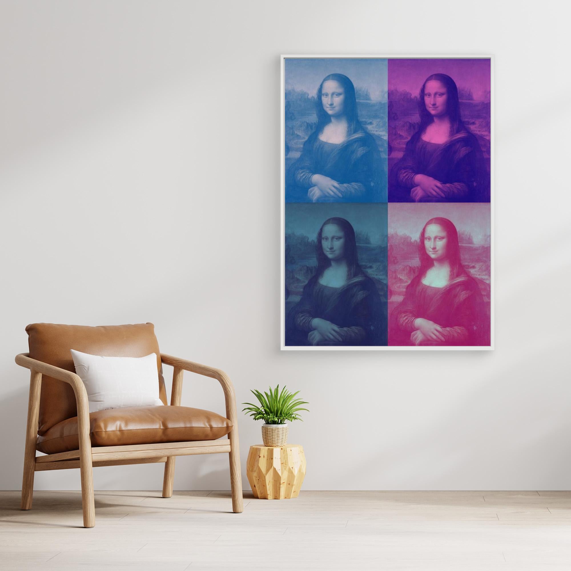 Mona Lisa Pop Art Canvas - Vibrant 4-Panel Framed Print