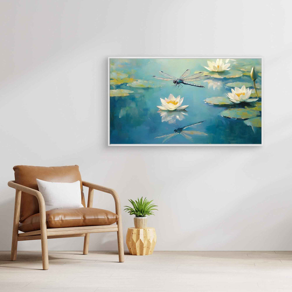 Dragonfly Pond Canvas Print | Bright Spa Wall Decor