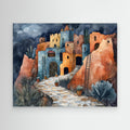 Desert Village Watercolour Canvas Print for Hallway Decor - Framed Pop Art