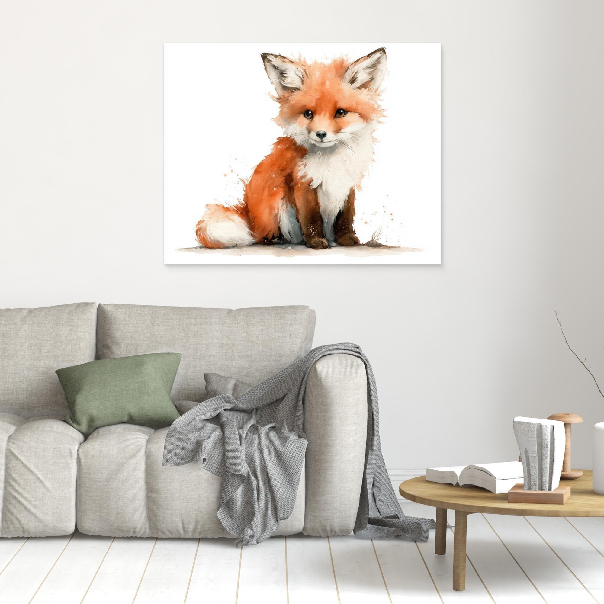 Cute Baby Fox Nursery Wall Art | Woodland Animal Print - Framed Pop Art