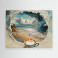 Coffee Wave Beach Wall Art | Modern Kitchen & Office Decor - Framed Pop Art
