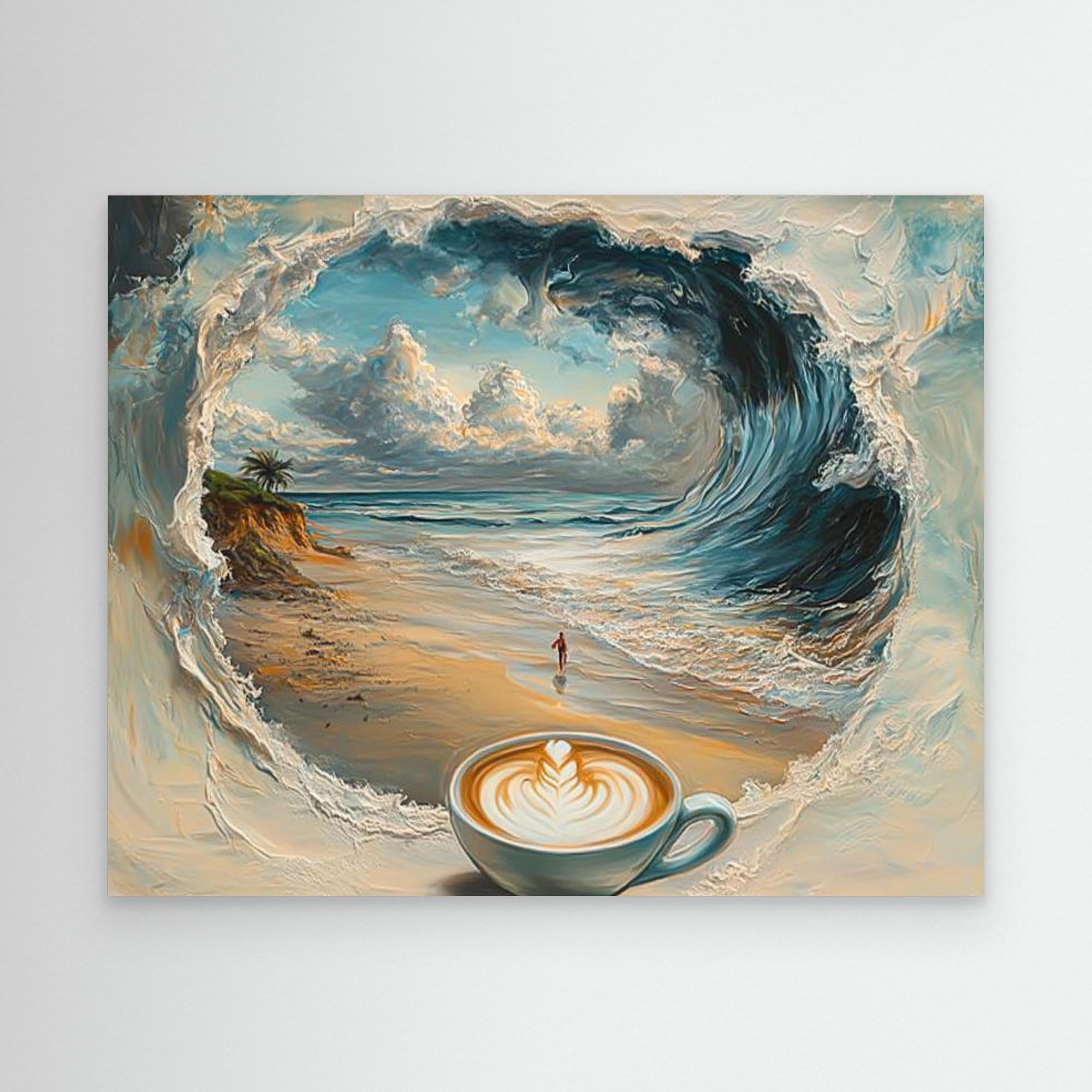 Coffee Wave Beach Wall Art | Modern Kitchen & Office Decor